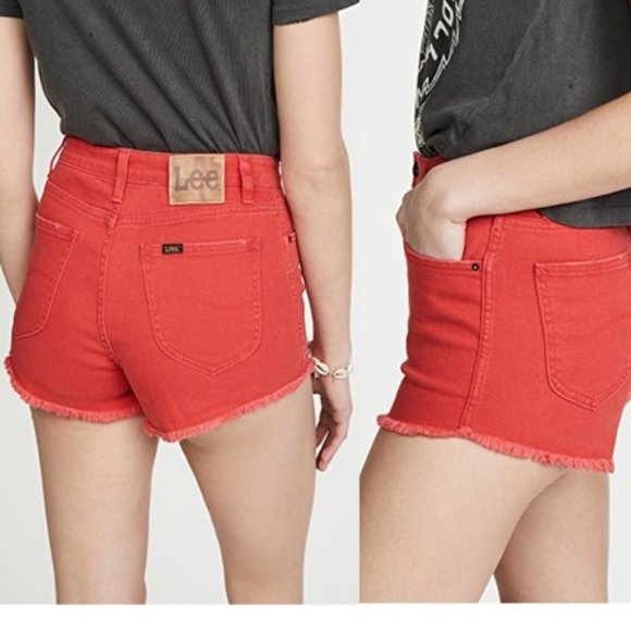 LEE Vintage Modern Red Denim High Rise Jean Shorts - Picture 2 of 11
